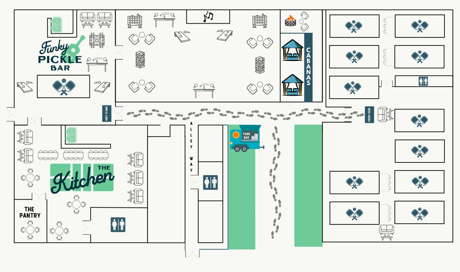 Map Court To Table's Restaurant and Pickleball Courts in Baton Rouge